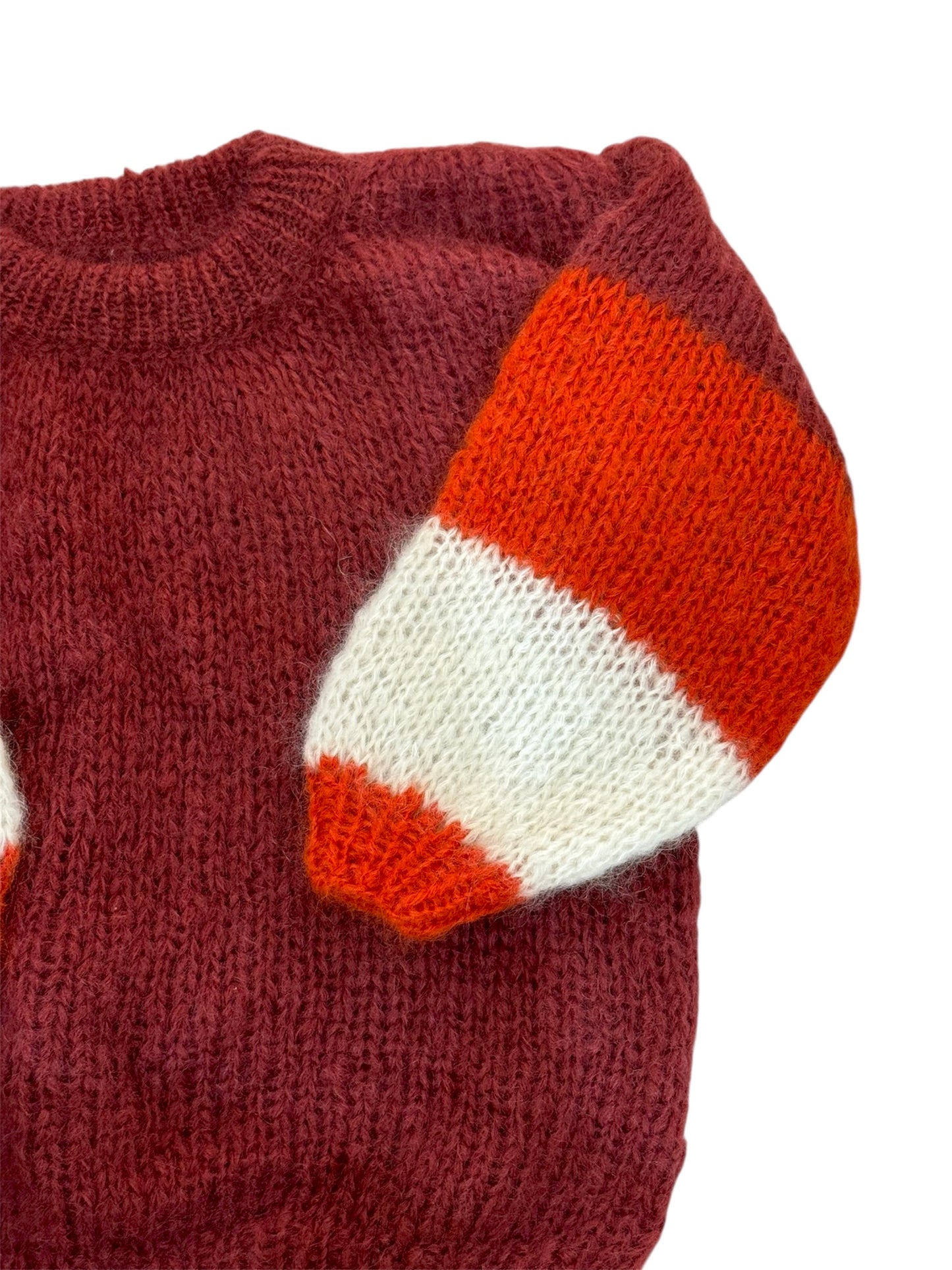 Pull custom bordeaux/orange/écru