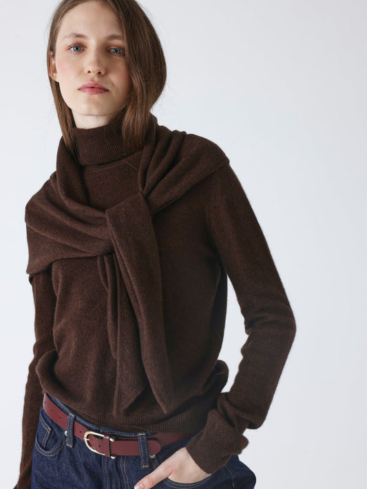 Echarpe triangle marron chocolat