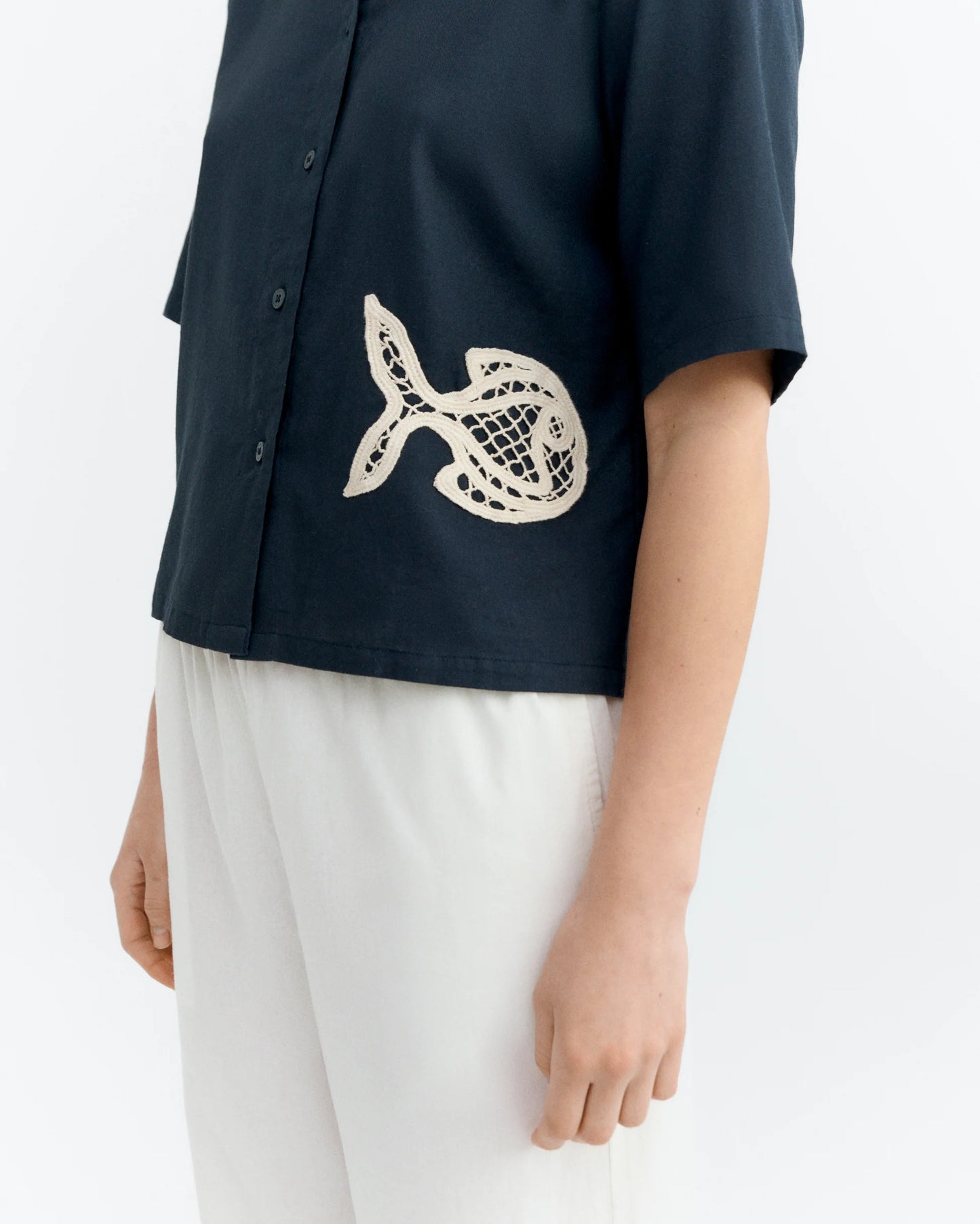 Chemise Ane poisson Bleu marine
