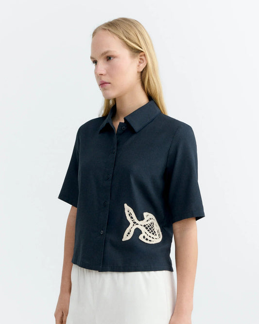Chemise Ane poisson Bleu marine