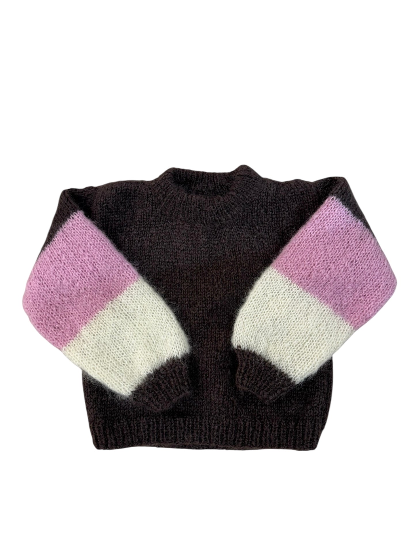 Pull custom marron/rose/écru