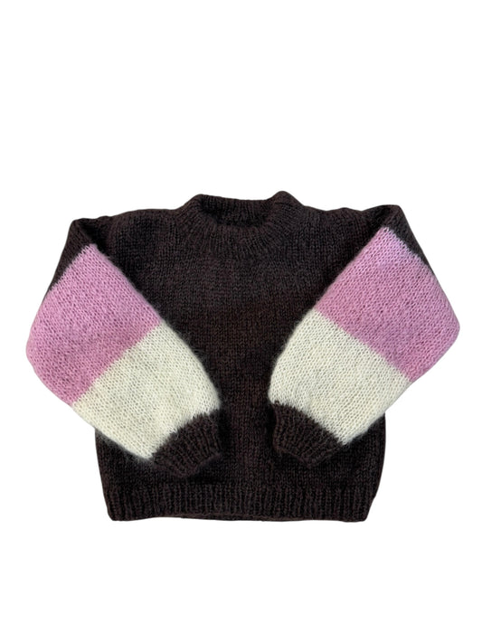 Pull custom marron/rose/écru