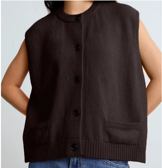 Pull sans manches Margaux chocolat