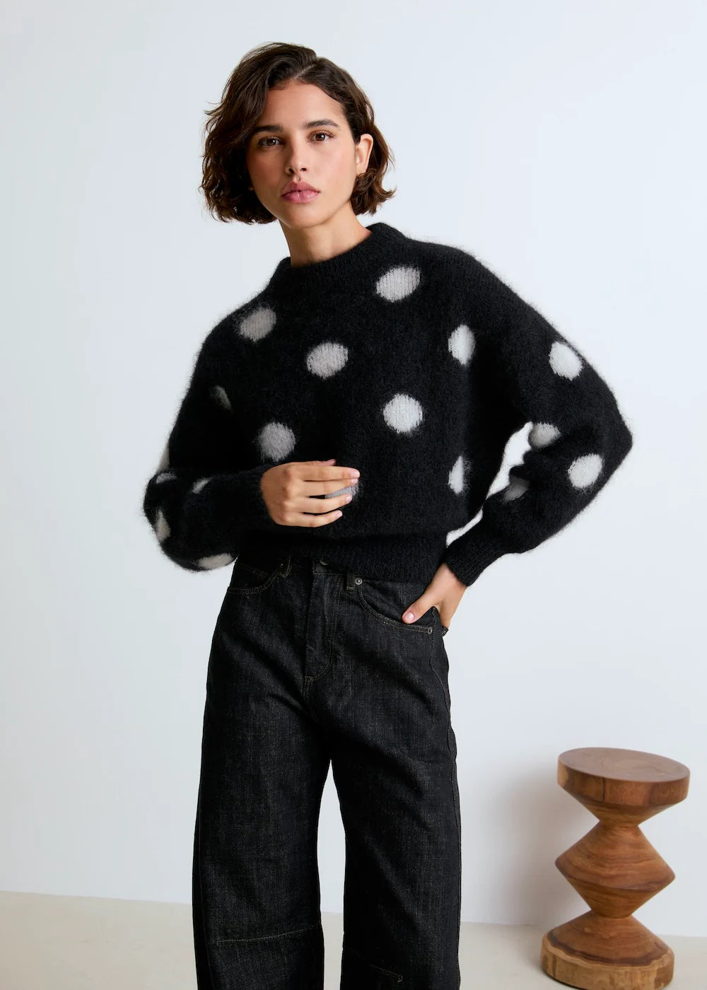 Pull Jane à pois noir