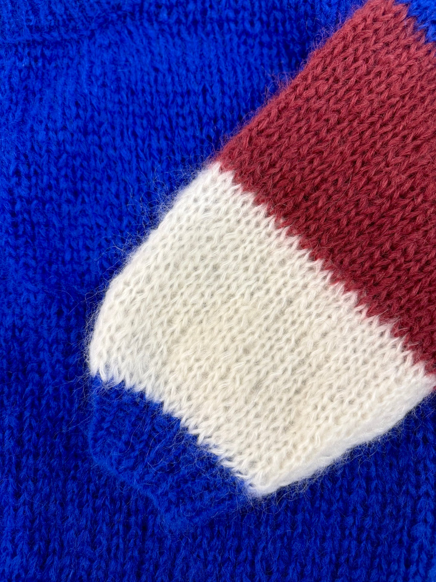 Pull custom bleu/bordeaux/écru