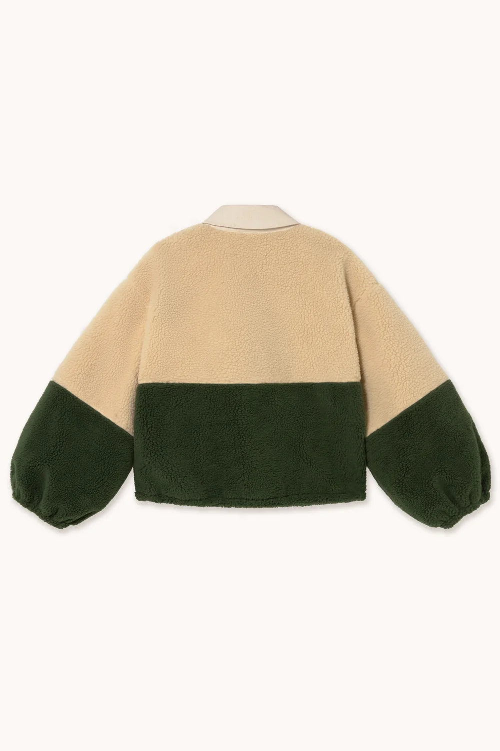Veste en sherpa verte et crème