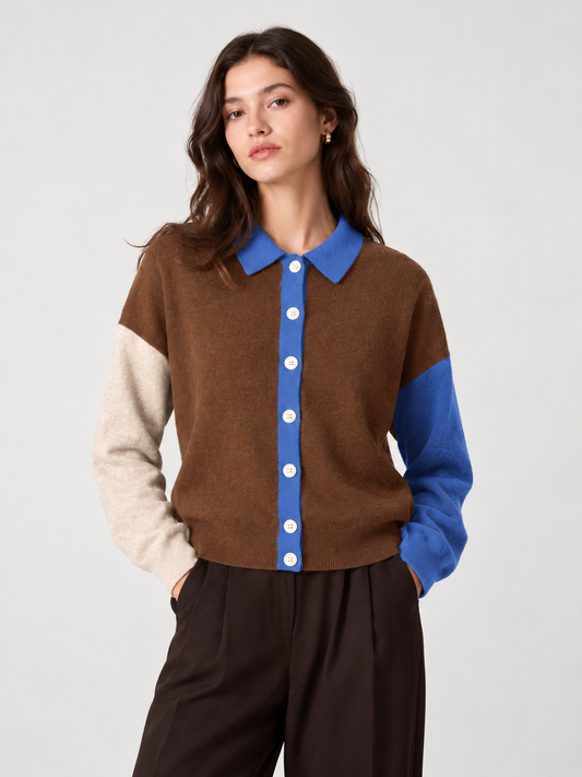 Gilet Majura fancy Marron/Bleu/Beige