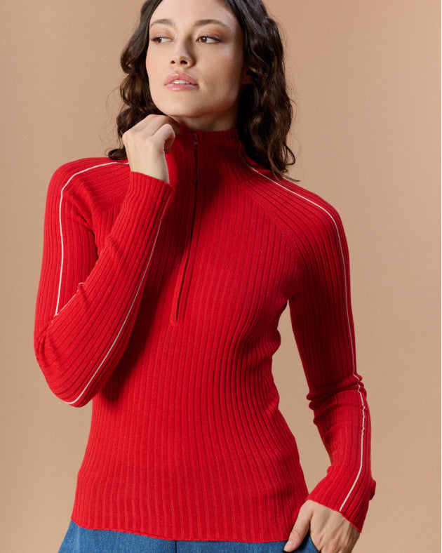 Top manches longues rouge Aniston
