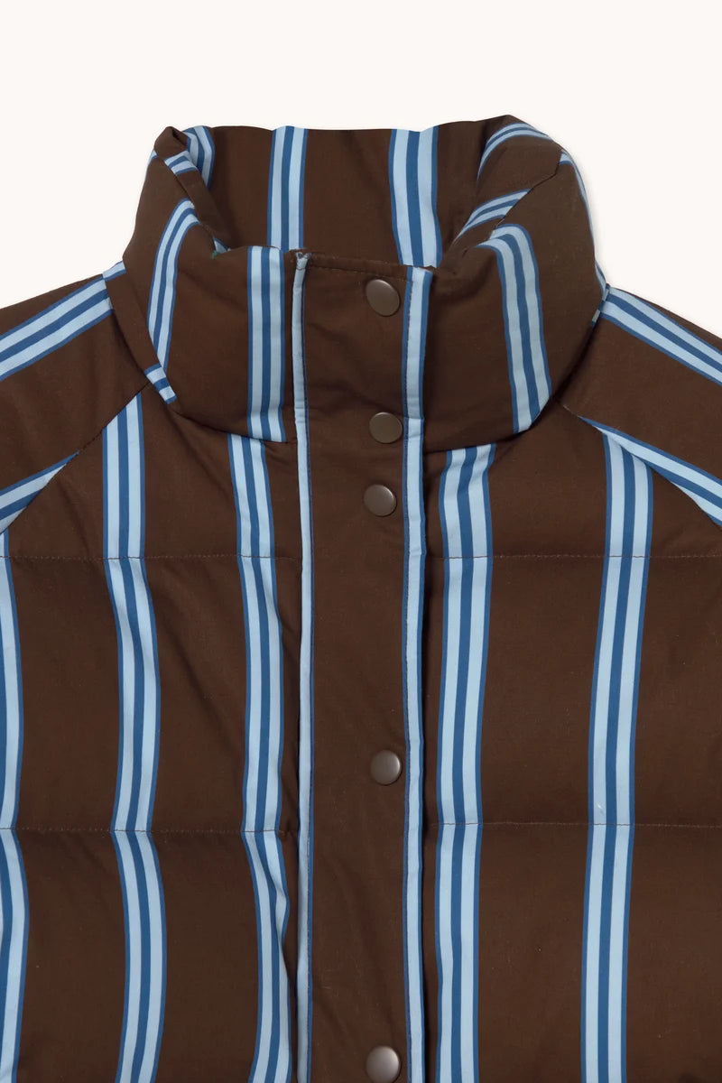 Doudoune rayée marron / bleu