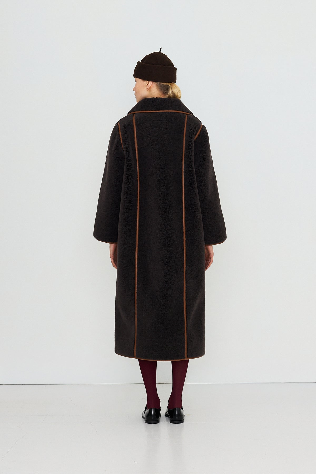 Manteau réversible fausse fourrure marron