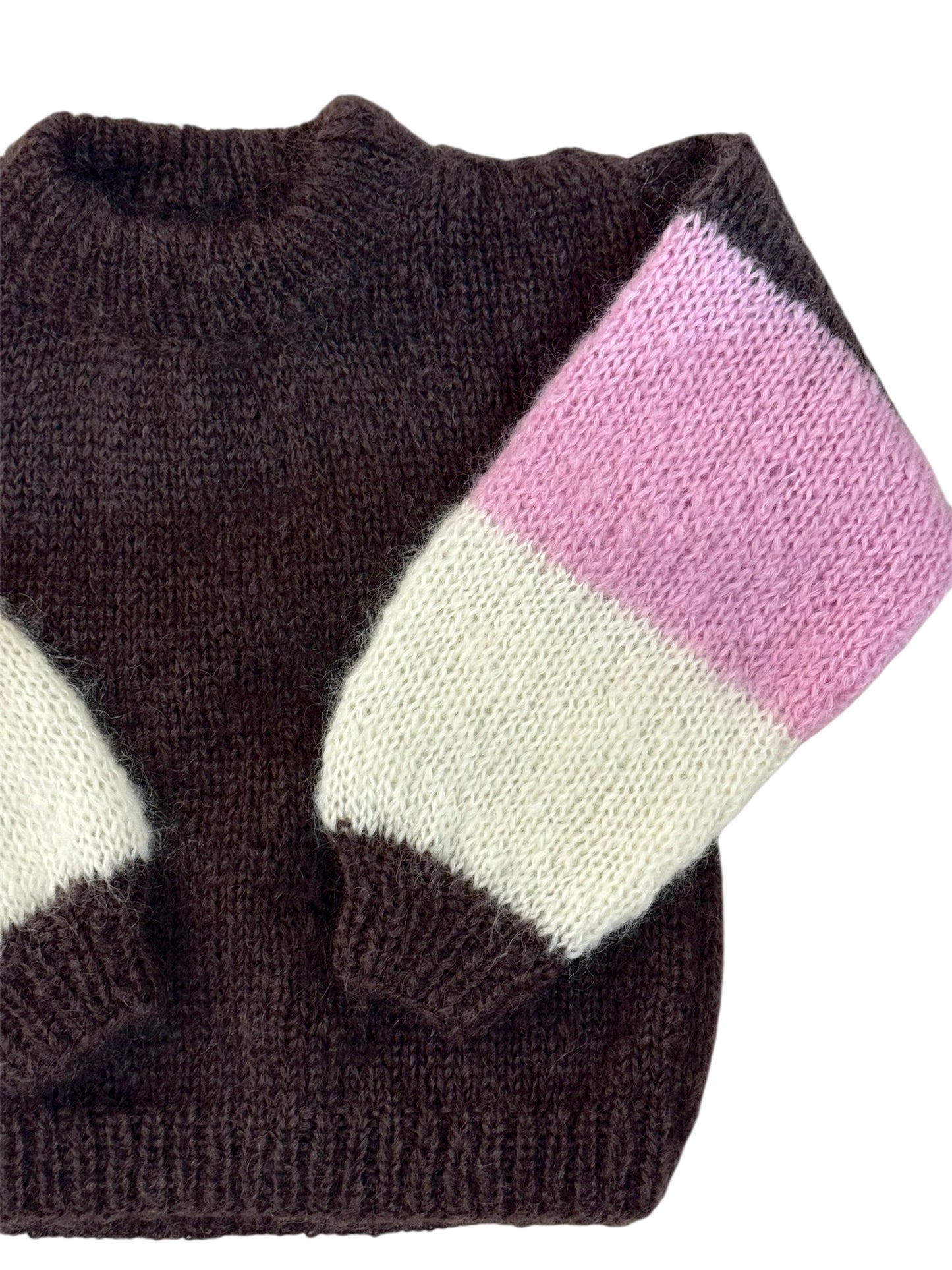 Pull custom marron/rose/écru