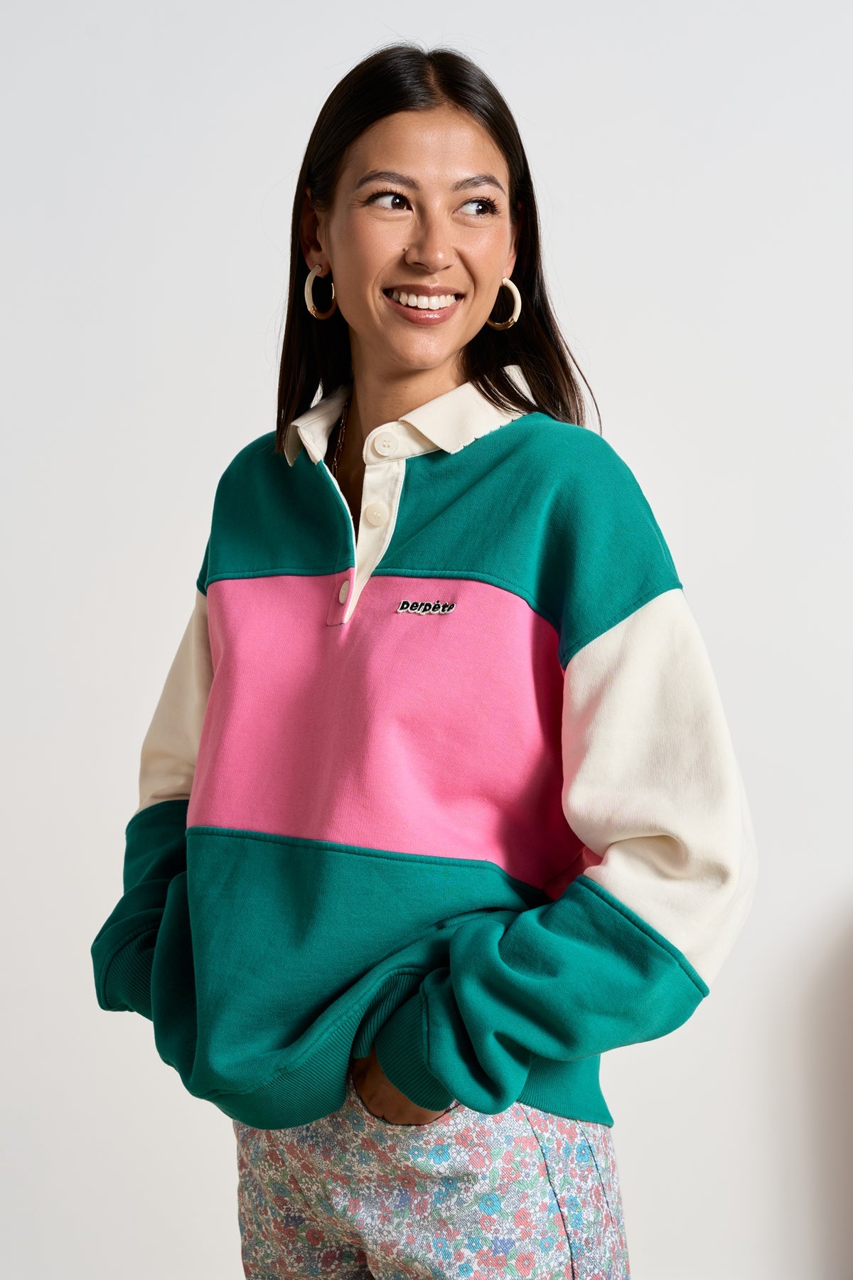 Sweat Linda rose et vert