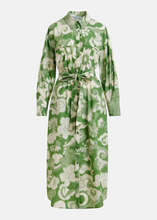 Robe Jaudi à motif verte