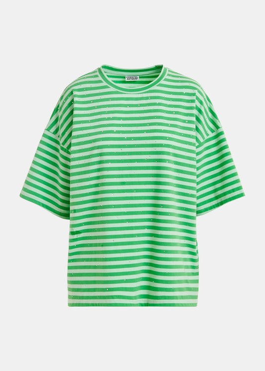T-shirt rayé Joste vert et blanc