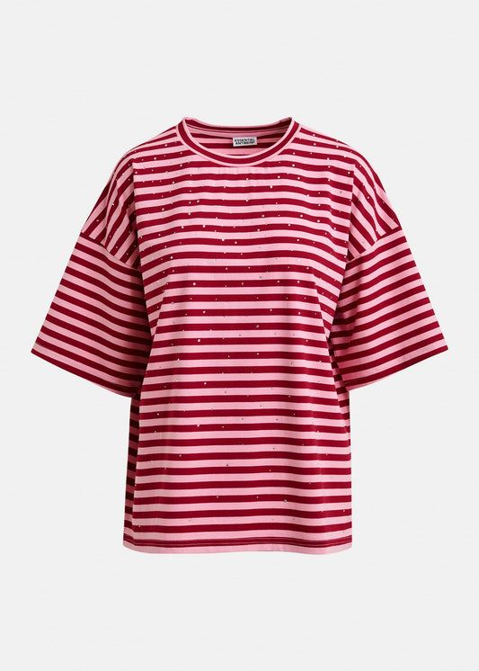 T-shirt rayé Joste rouge et rose
