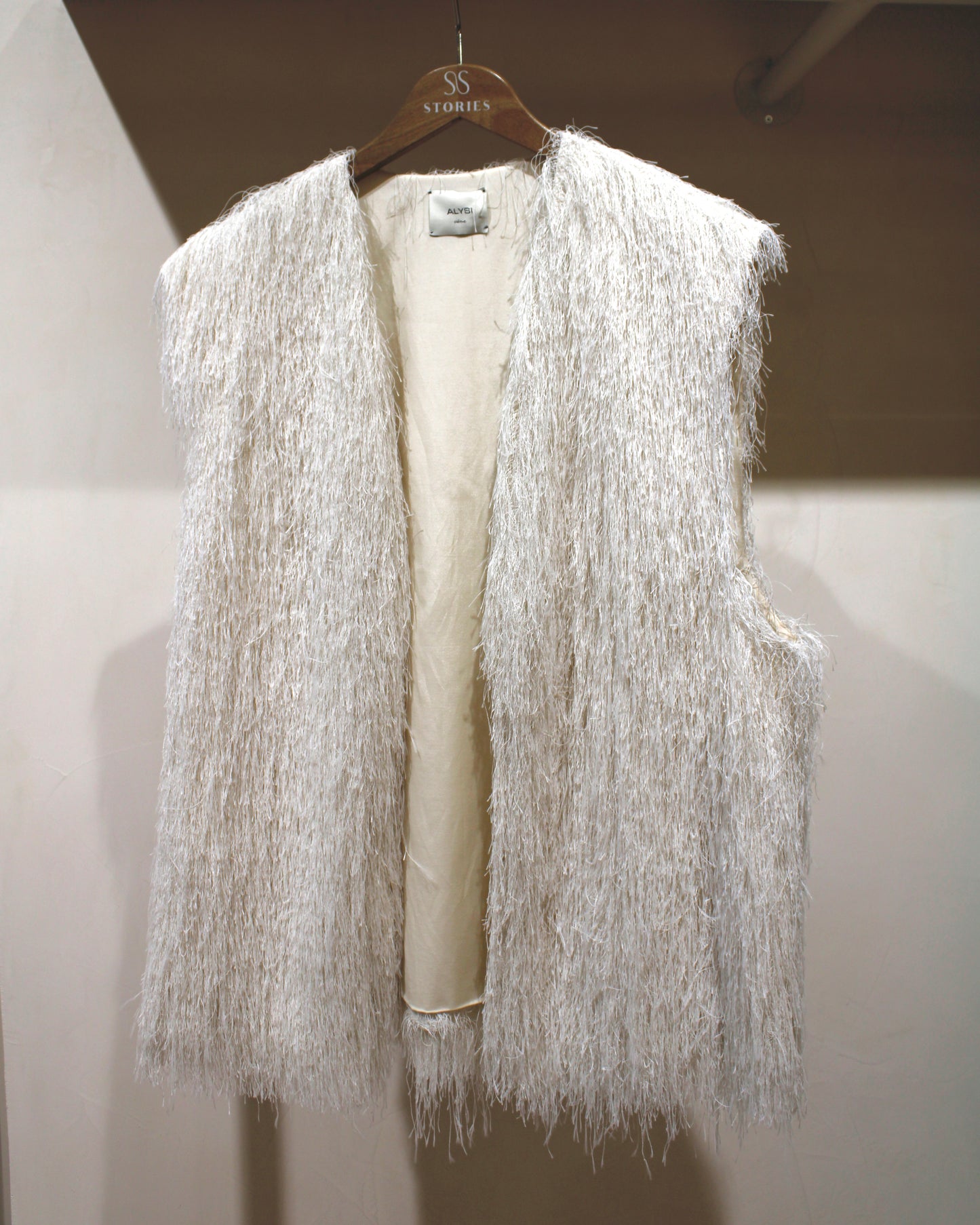 Veste écru à franges