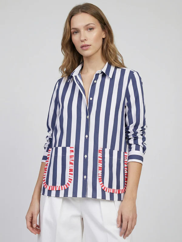 Chemise rayée à volants