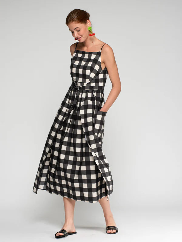 Robe Wrap vichy noire