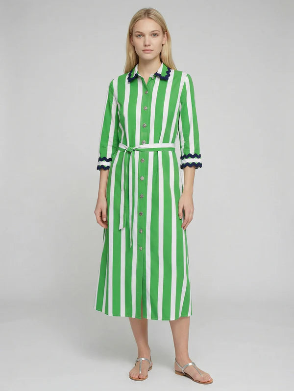 Robe Isota rayée vert