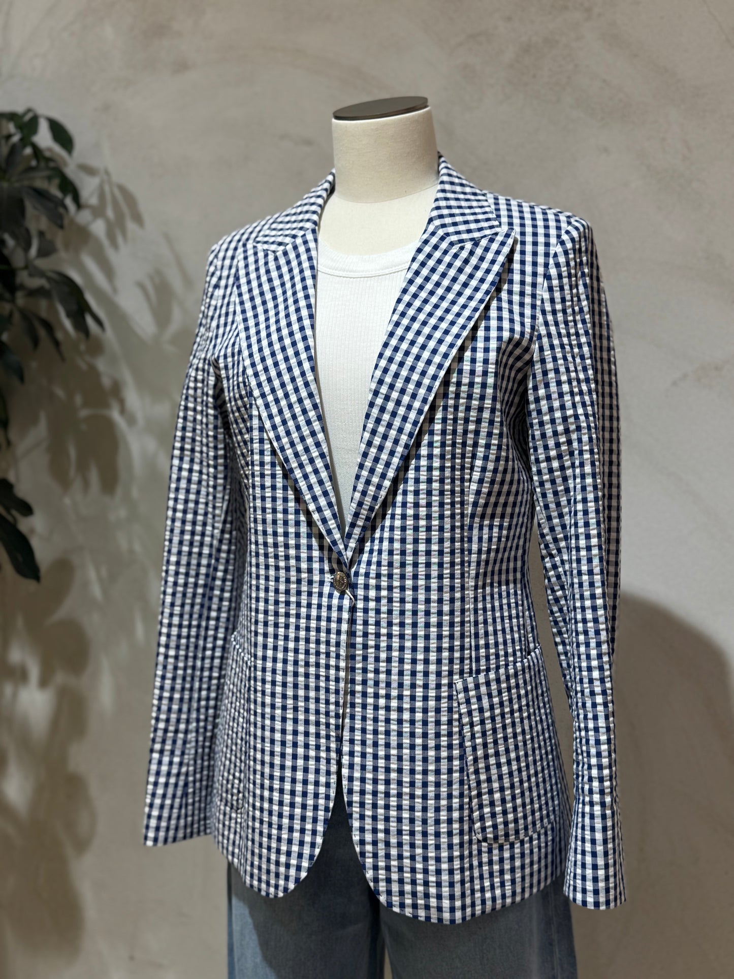 Blazer vichy bleu