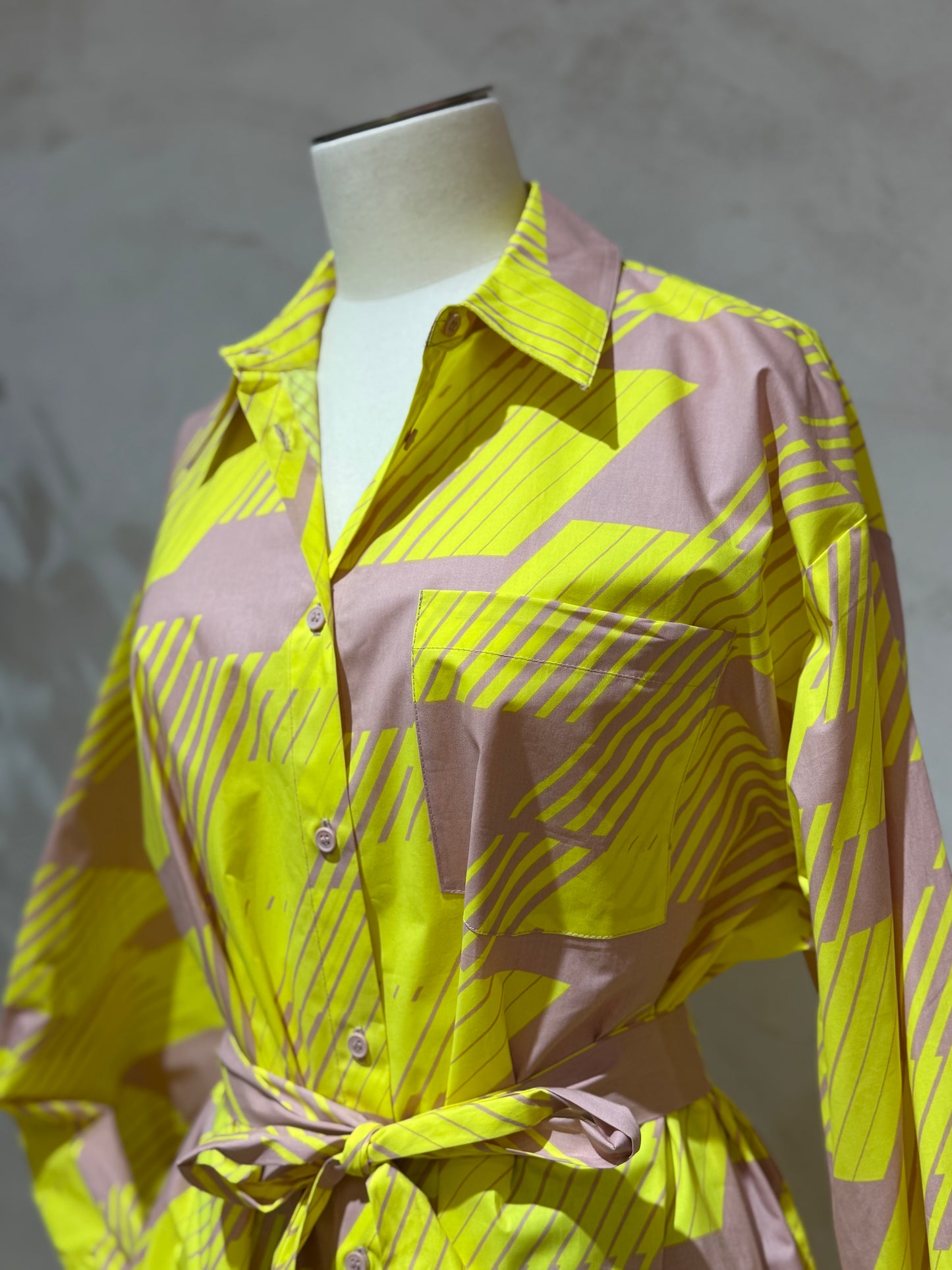 Robe chemise Jada jaune et rose