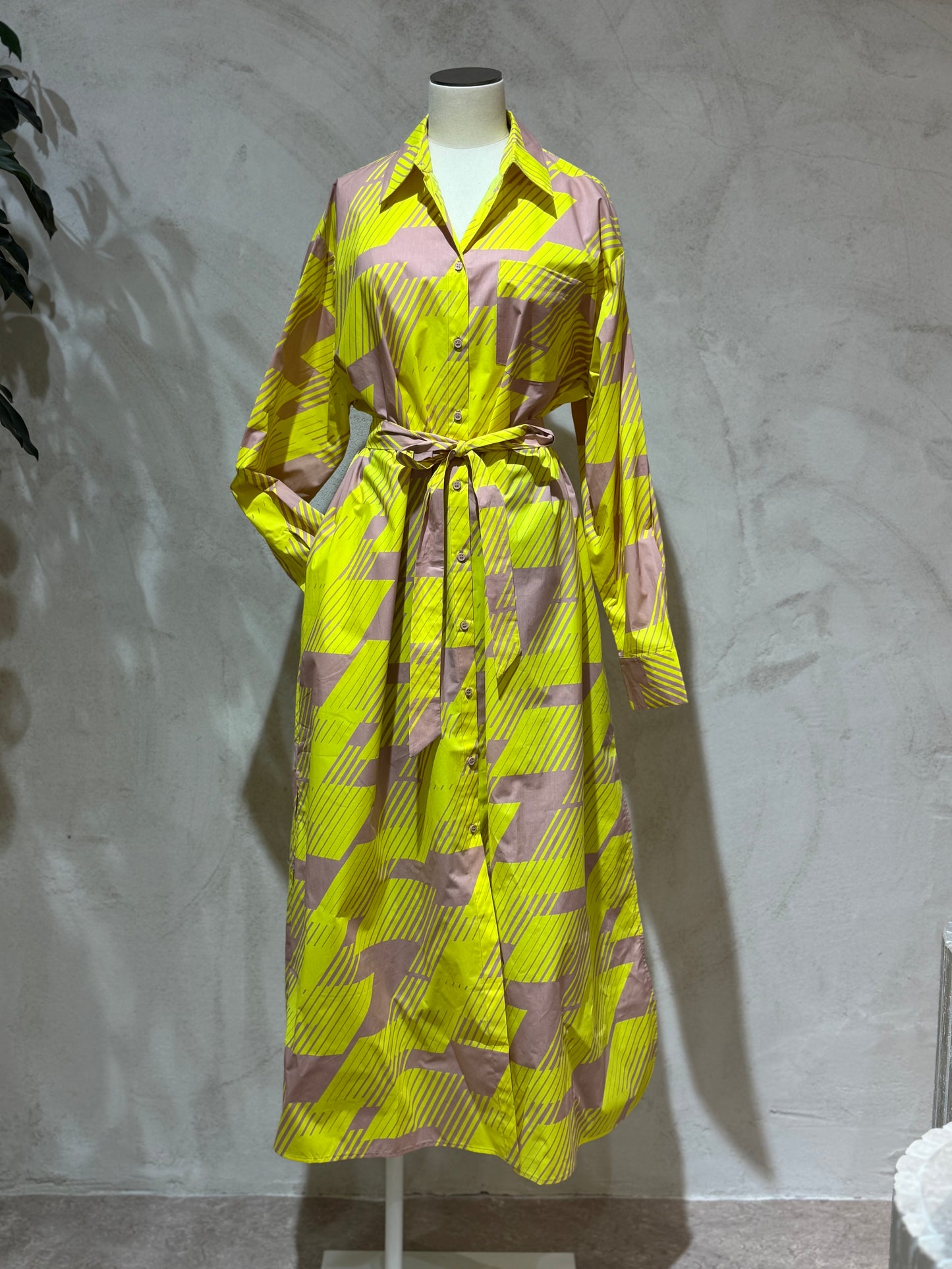Robe chemise Jada jaune et rose