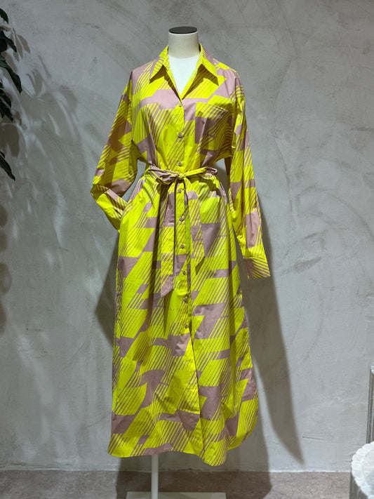 Robe chemise Jada jaune et rose