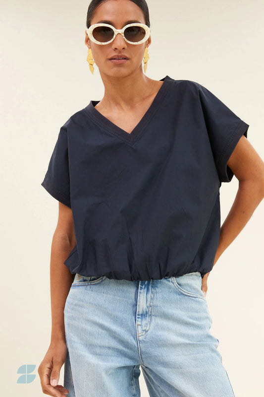 T-shirt Tyler poplin marine