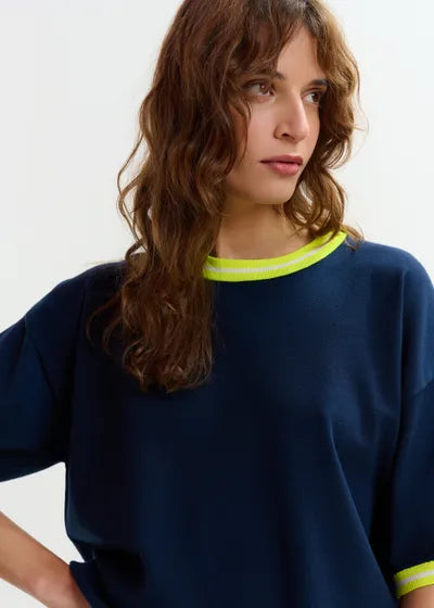 T-shirt Jefinitely navy et jaune