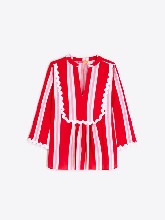 Blouse Valérie rayée rouge et rose