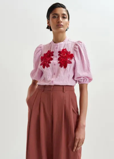 Blouse Jaiden parme et rouge