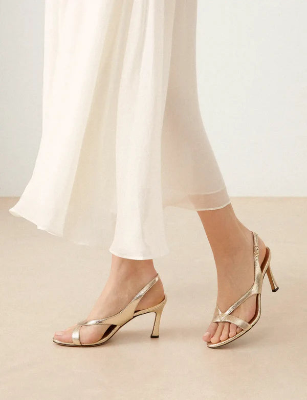 Sandales à talons n°798 or blanc