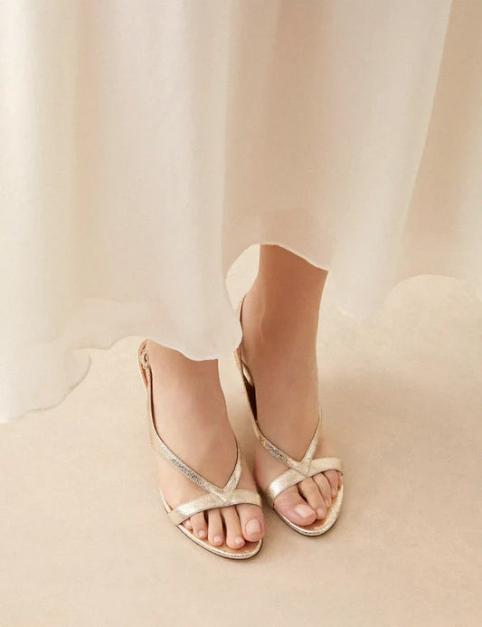 Sandales à talons n°798 or blanc