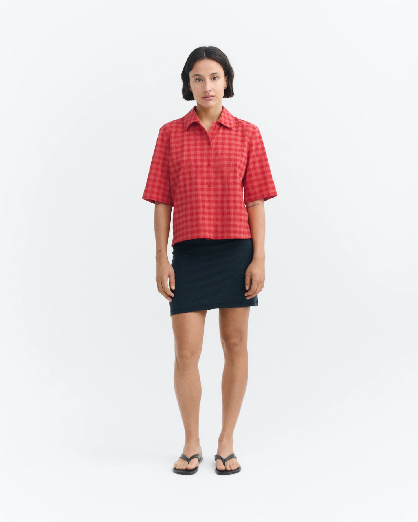 Blouse Ane vichy rouge
