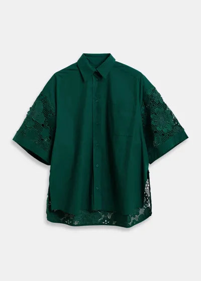 Chemise Kali à broderie verte