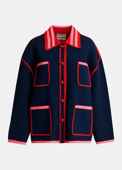Gilet Kokorico bleu marine et rouge