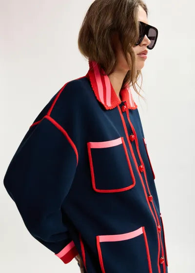 Gilet Kokorico bleu marine et rouge
