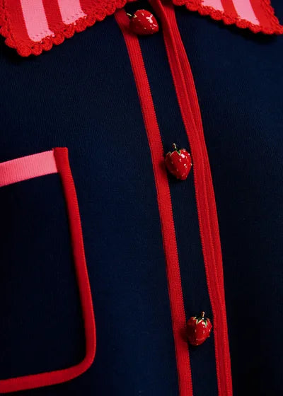 Gilet Kokorico bleu marine et rouge