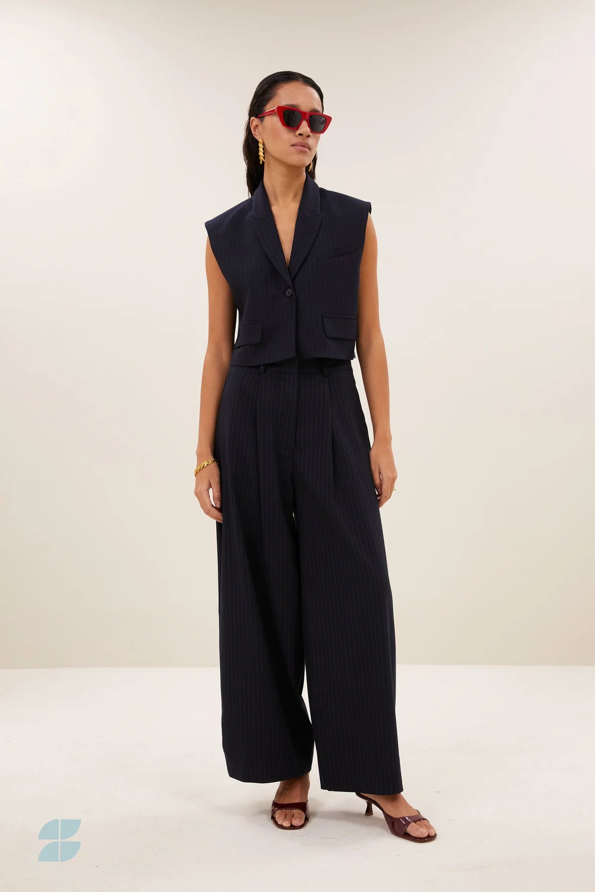 Gilet Bobi pinstripe bleu marine
