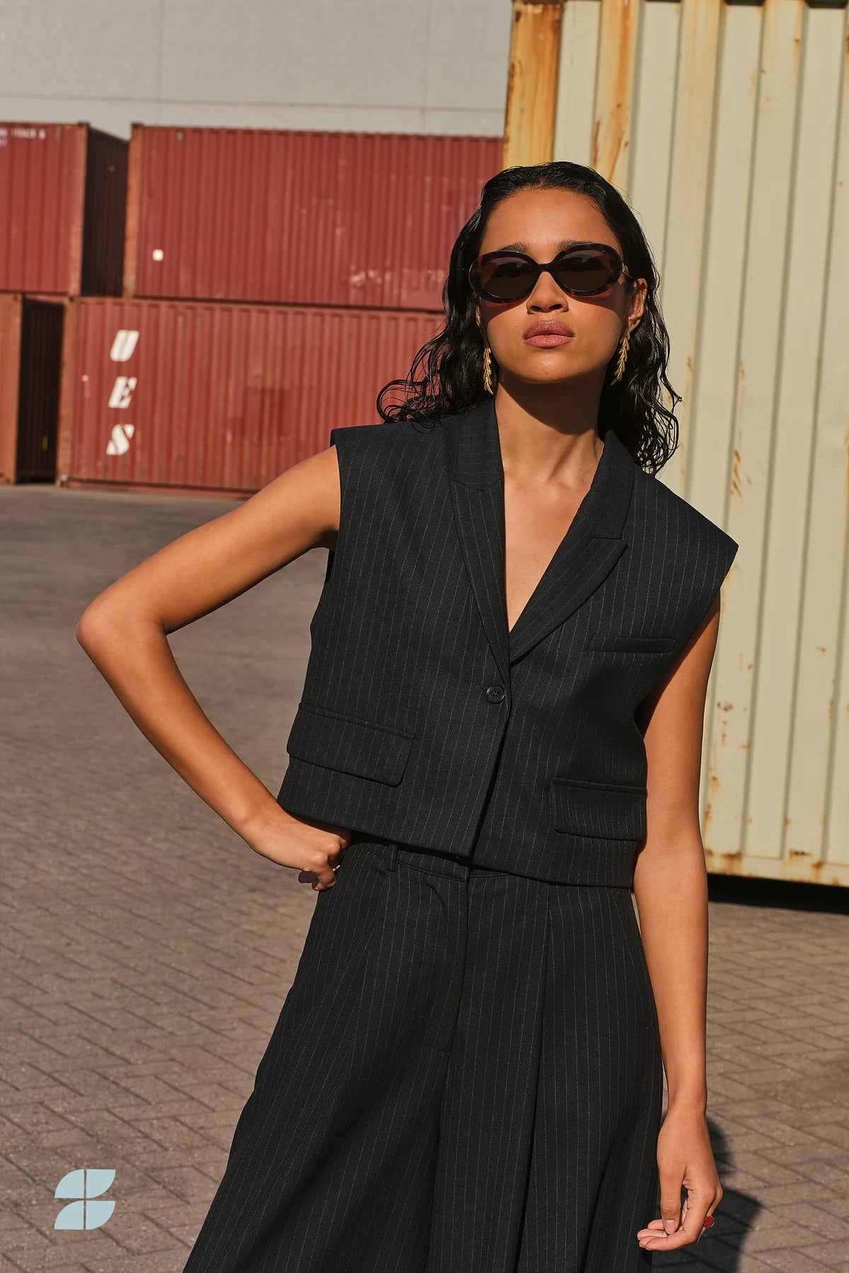 Gilet Bobi pinstripe bleu marine
