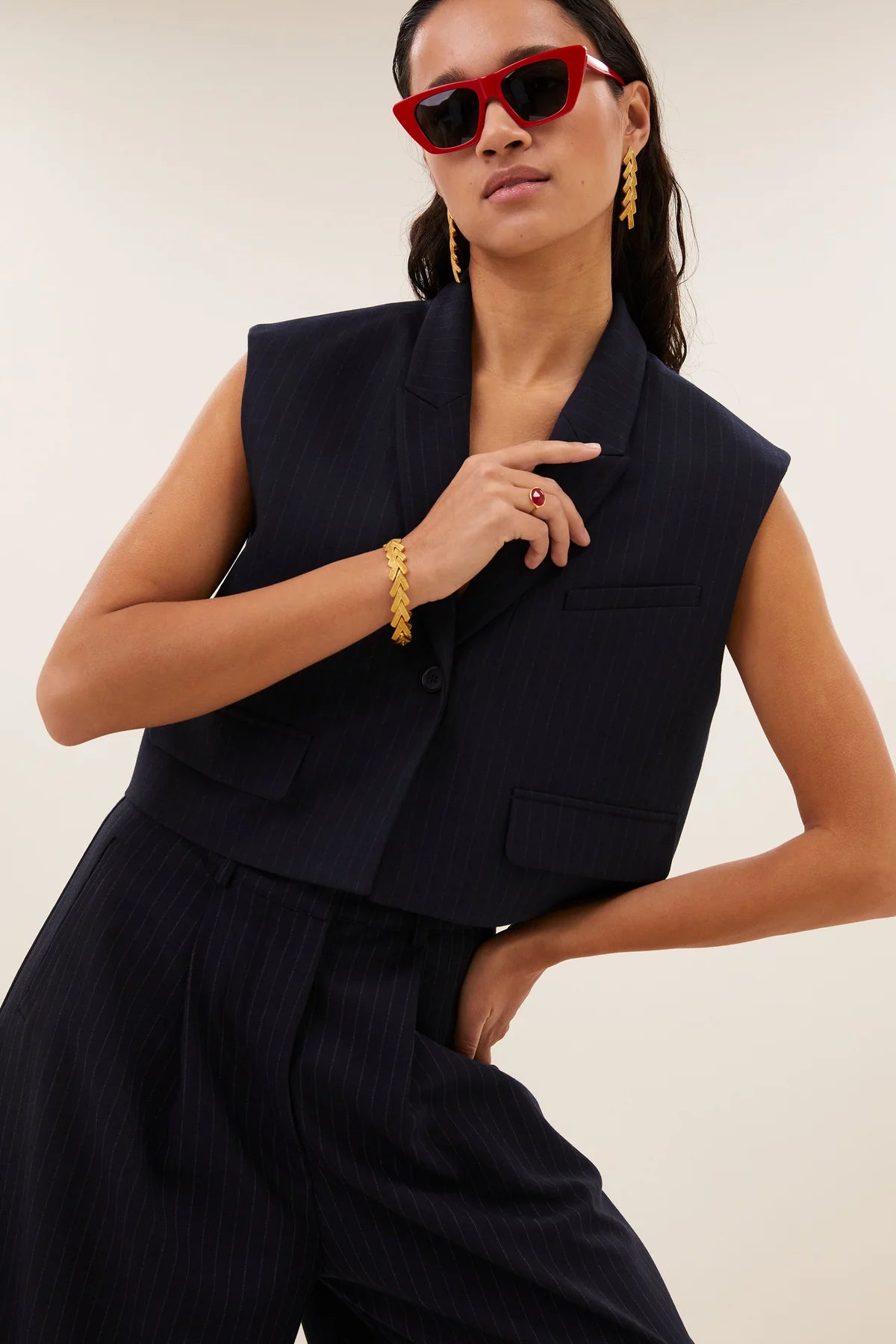 Gilet Bobi pinstripe bleu marine
