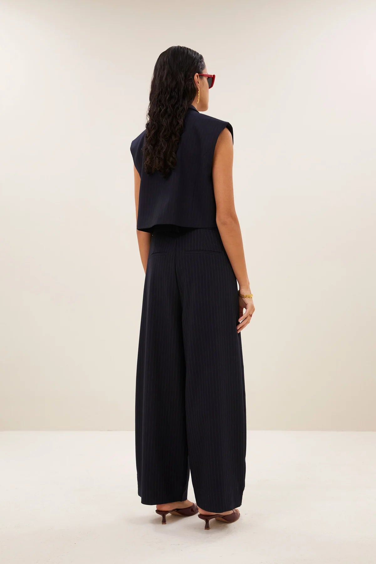 Gilet Bobi pinstripe bleu marine