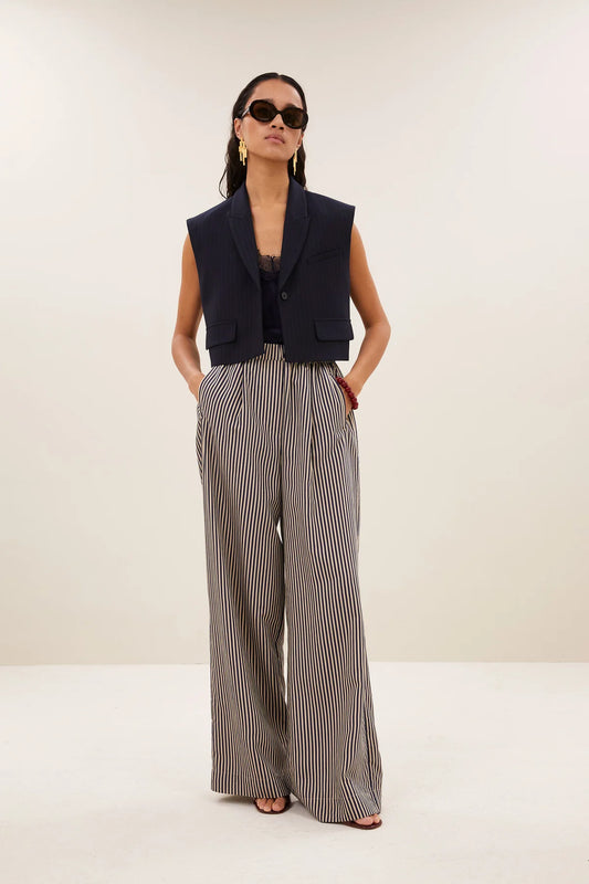 Gilet Bobi pinstripe bleu marine