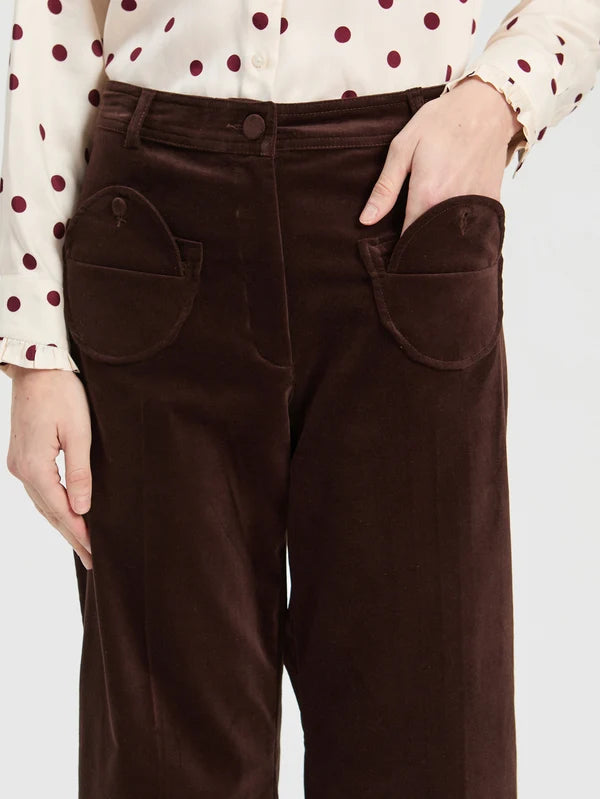 Pantalon Ari velours chocolat