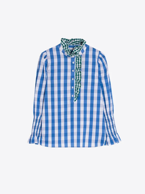 Chemise Volantes vichy bleu