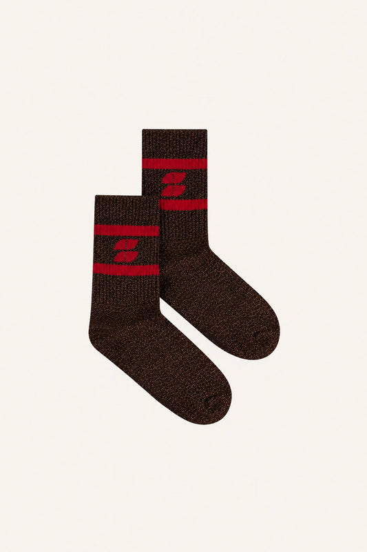 Chaussettes à paillettes chocolat et rouge