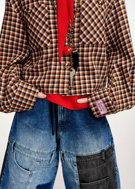 Veste Kitten à carreaux marron