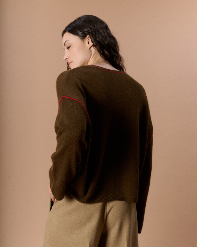 Pull Keith marron et rouge