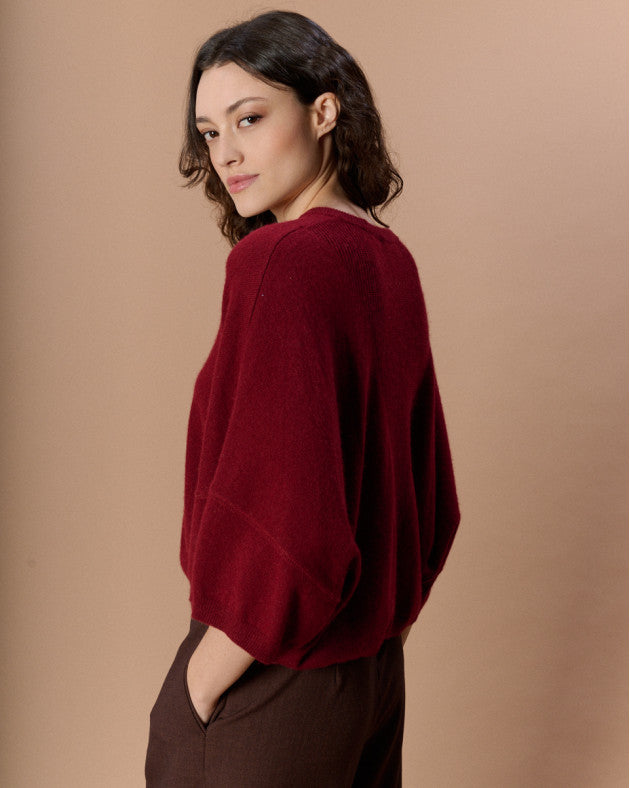 Pull manche chauve-souris Yves bordeaux