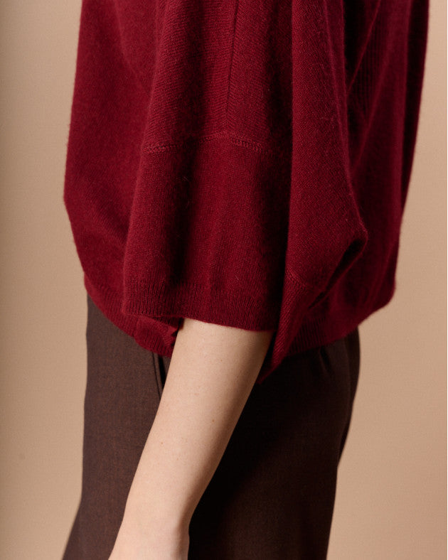 Pull manche chauve-souris Yves bordeaux